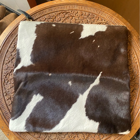 Clare V Cowhide Clutch - Dark Brown and White - Picture 3 of 7
